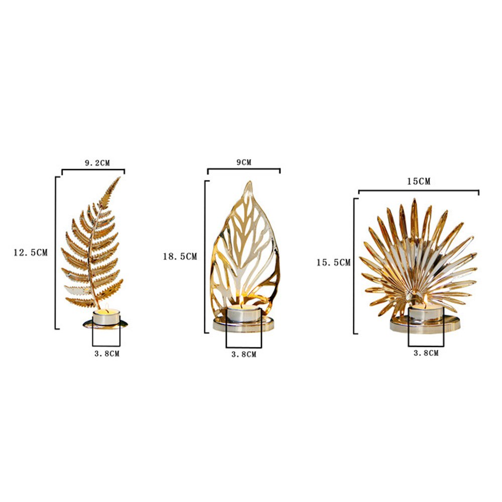 Роскошные декоративные подсвечники с золотыми металлическими листьями